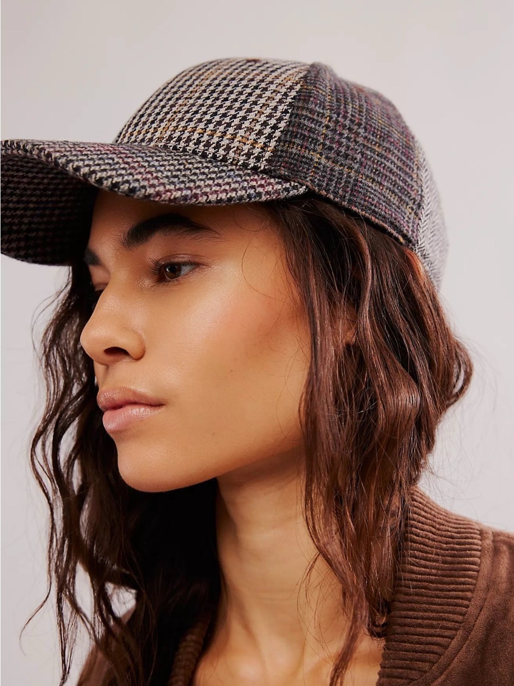 WYETH Free People Letterman Plaid Cap Grey Wool Blend Baseball Hat OS - Picture 9 of 10